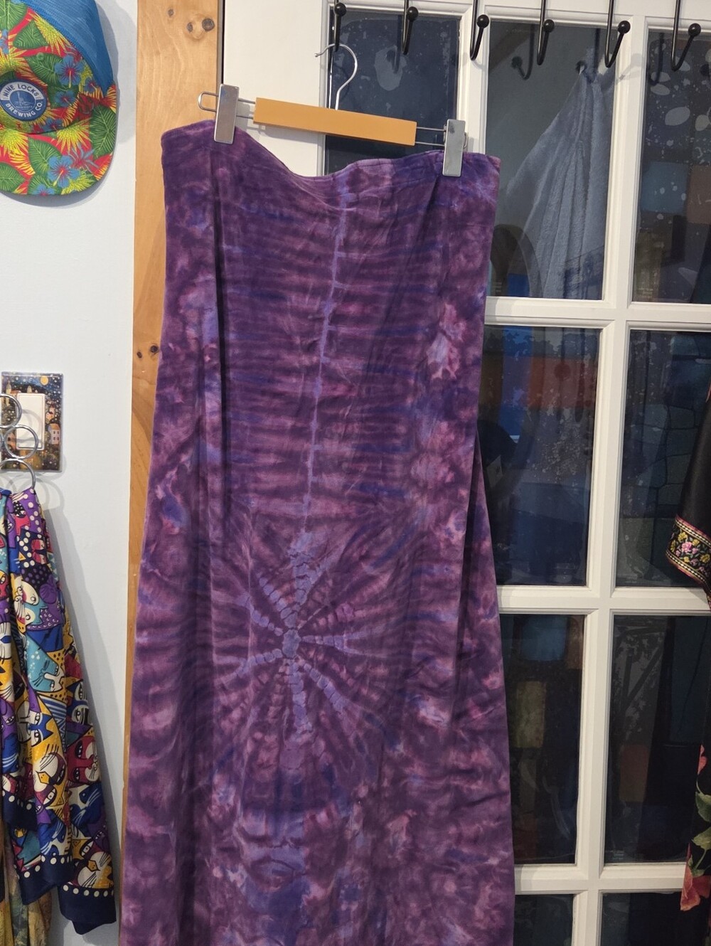 Purple Velour Tie-Dye Maxi Skirt - Bohemian A-Line